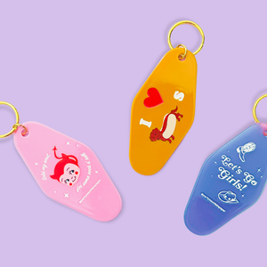 Let's Go Girls Motel Tag Keychain