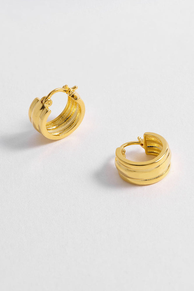 Chunky Textured Hoops - Gold Plated