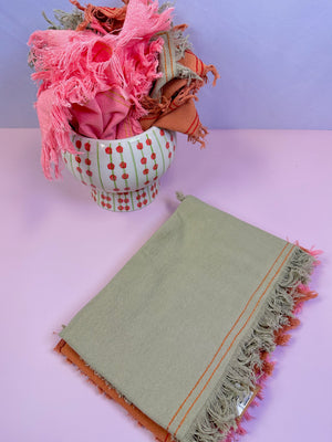 Woven Cottton Tea Towel w/ Fringe