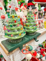 Vintage Green Lighted Tree Stocking Holder