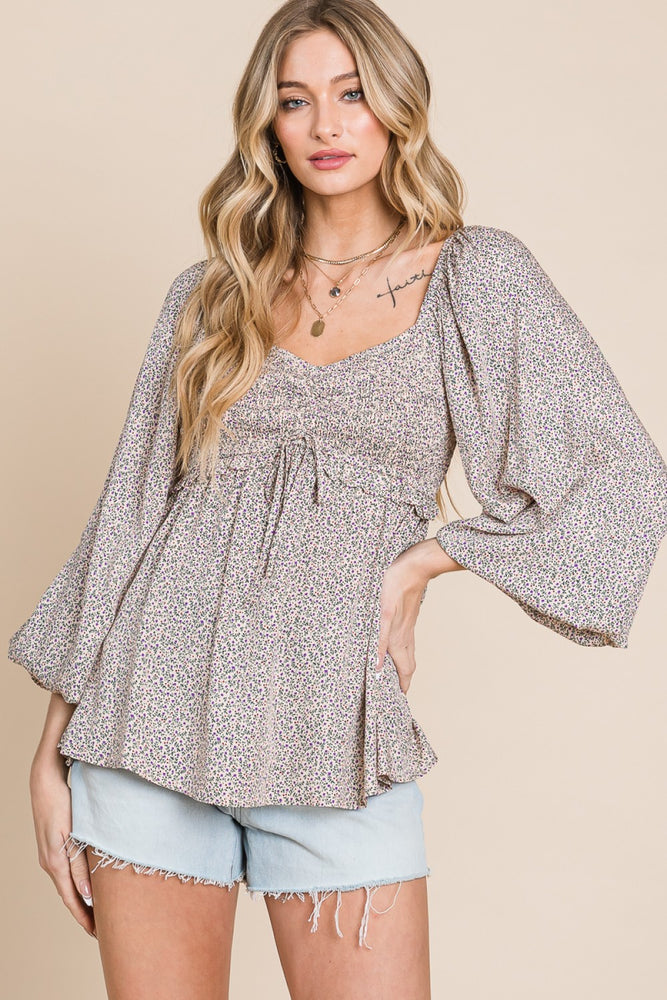 Ditsy Floral Smocked Blouse