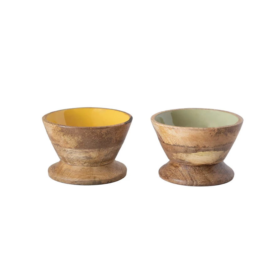 
            
                Load image into Gallery viewer, Enameled Mango Wood Footed Bowl
            
        
